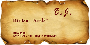 Binter Jenő névjegykártya